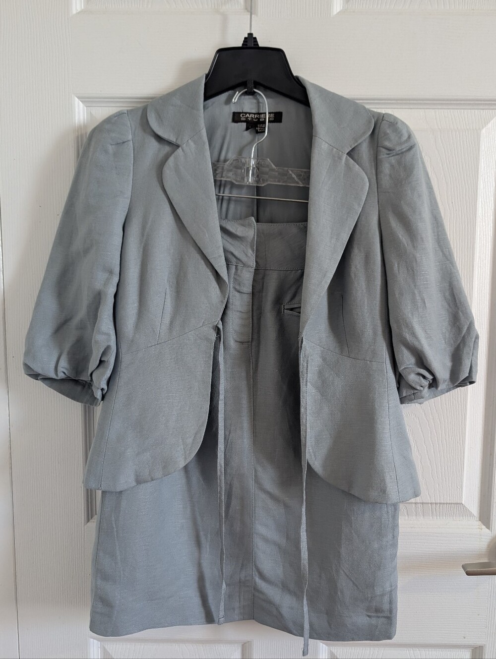 Carriere Studio Skirt Suit Set - Puff Sleeve Office Sire 90 Retro-Chic Timeless